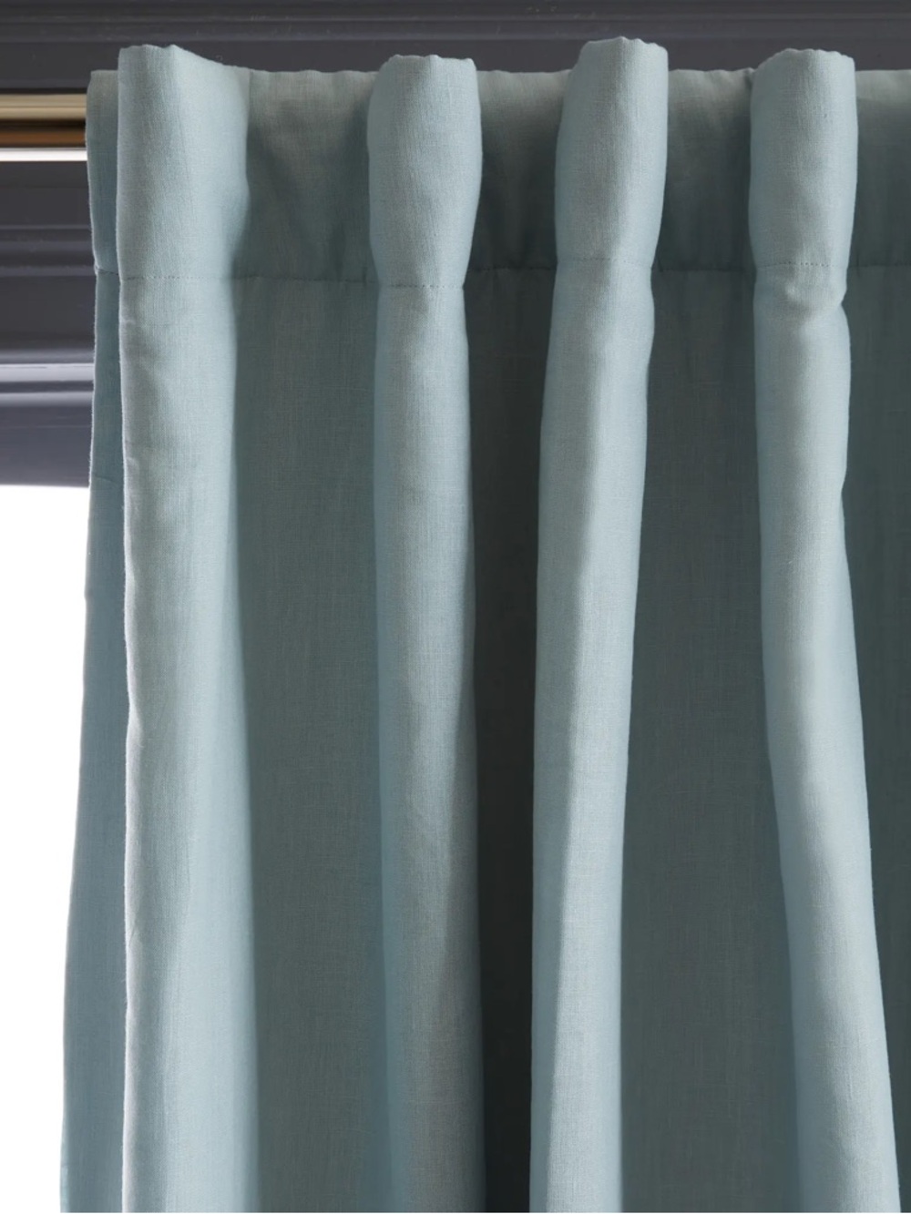 NWT QUINCE Set Of 2 48x96 European Linen Room Darkening Curtains Light Blue 3979 - Picture 3 of 9